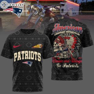 New England Patriots NFL Indian Motorcycle 3D T-Shirt For Fans