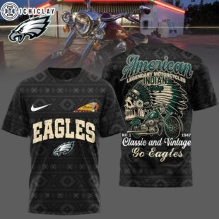 Philadelphia Eagles NFL Indian Motorcycle 3D T-Shirt For Fans