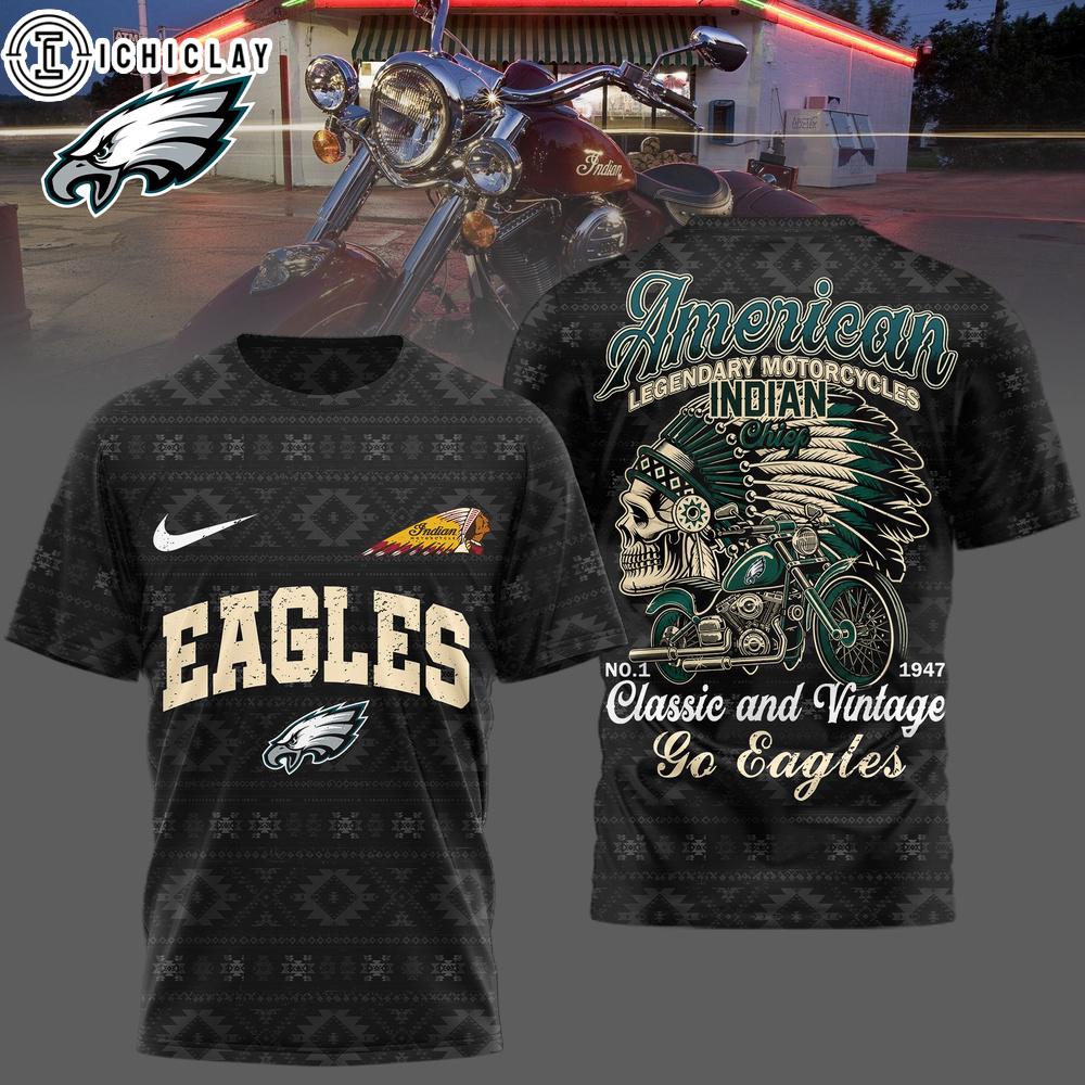 Philadelphia Eagles NFL Indian Motorcycle 3D T-Shirt For Fans