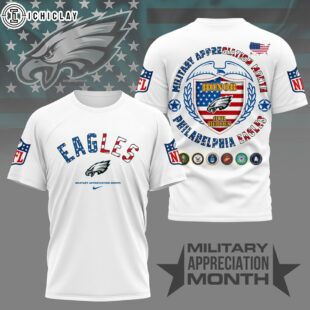 Philadelphia Eagles NFL Military Appreciation Month 3D T-Shirt For Fans