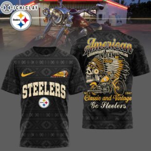 Pittsburgh Steelers NFL Indian Motorcycle 3D T-Shirt For Fans