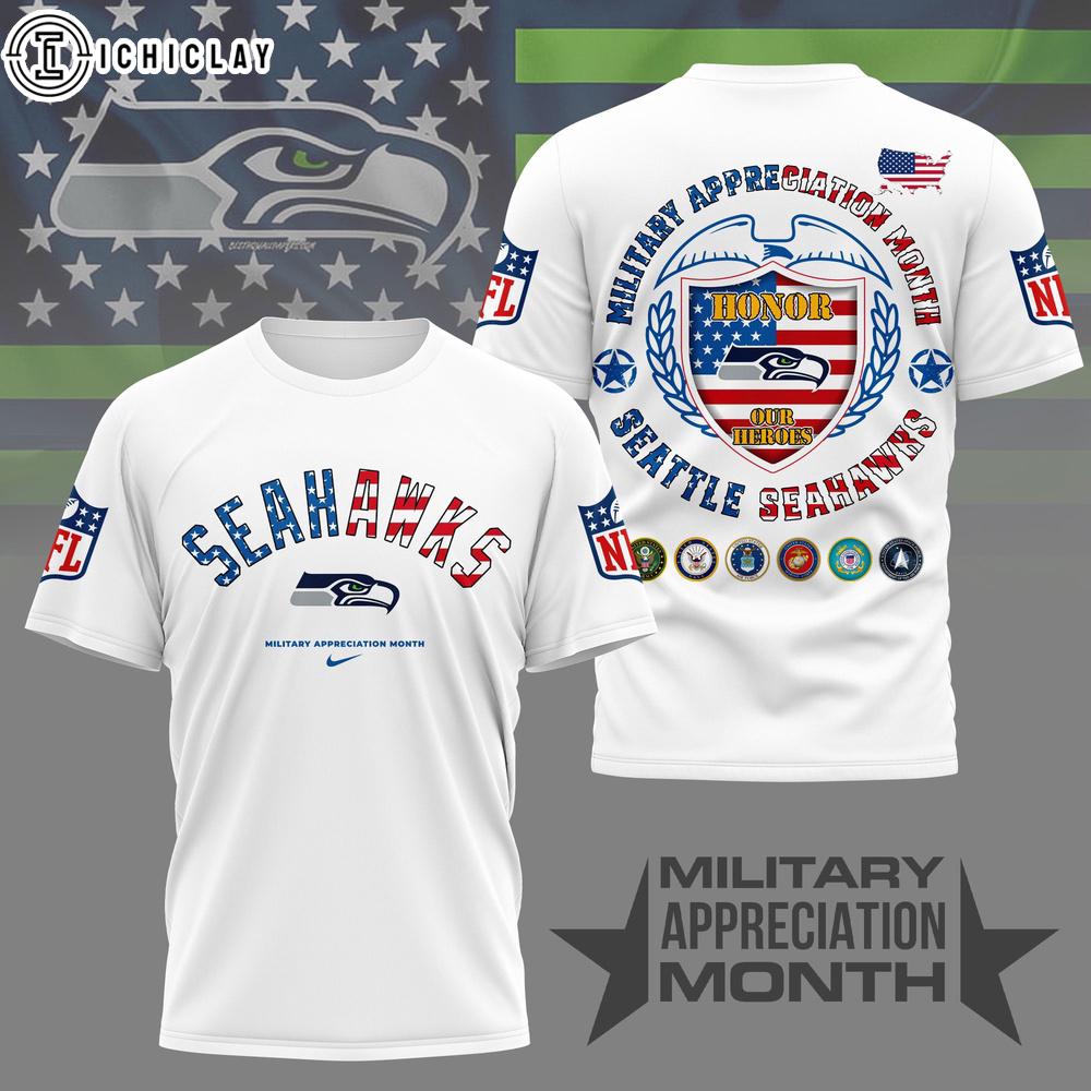 Seattle Seahawks NFL Military Appreciation Month 3D T-Shirt For Fans Seattle Seahawks NFL Military Appreciation Month 3D T-Shirt For Fans