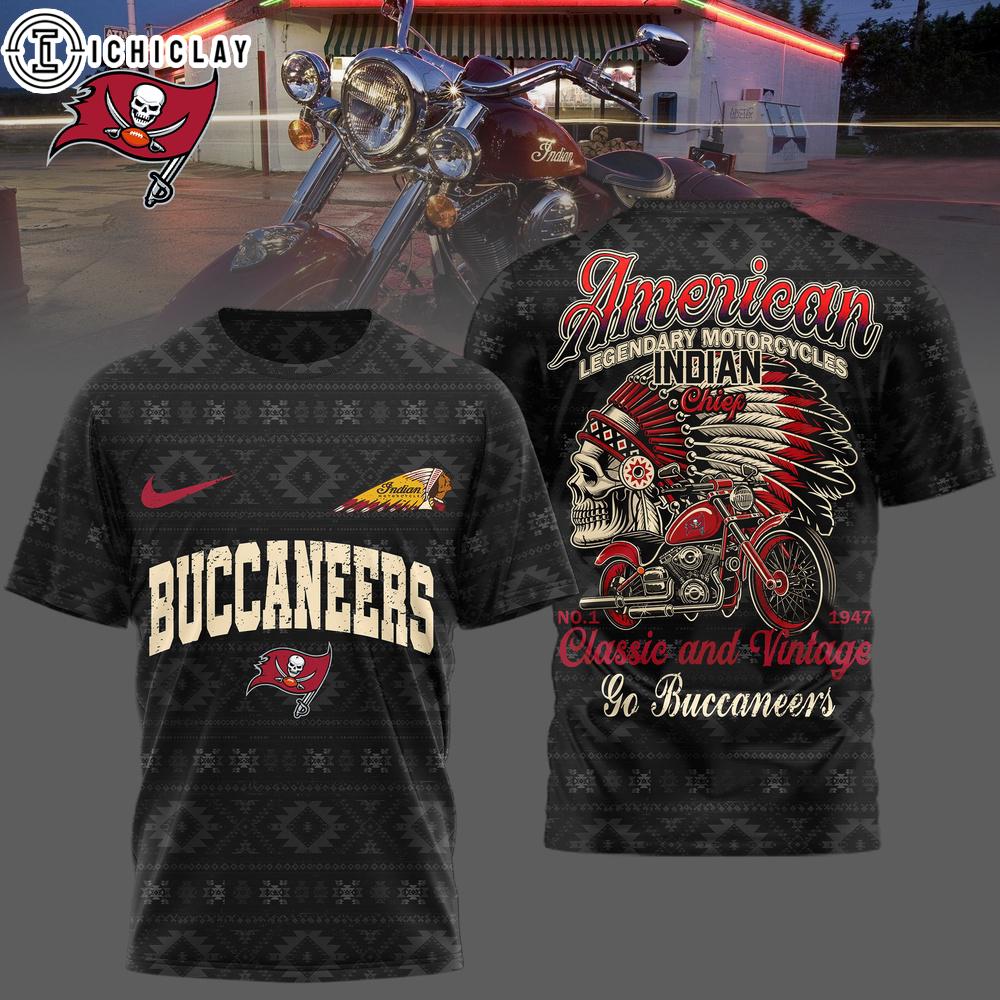 Tampa Bay Buccaneers NFL Indian Motorcycle 3D T-Shirt For Fans