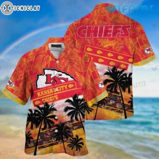Chiefs Hawaiian Shirt Tropical Leaf Pattern Logo Kansas City Chiefs Gift