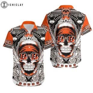 Cincinnati Bengals Skull NFL Hawaiian Shirt For Fans 01