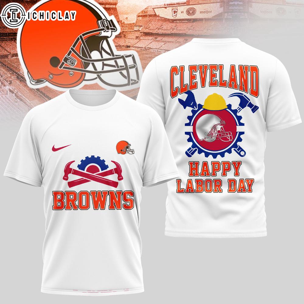 Cleveland Browns NFL Happy Labor Day 3D T-Shirt Cleveland Browns NFL Happy Labor Day 3D T-Shirt
