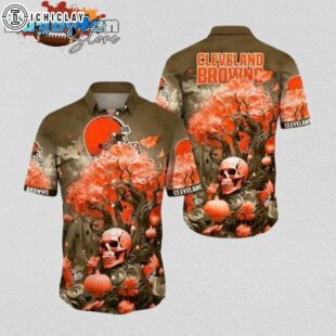 Cleveland Browns Skull Roots Hawaiian Shirt Cleveland Browns Aloha Shirt