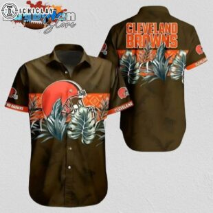 Cleveland Browns Tropical Jungle Print Aloha Shirt