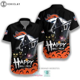 Denver Broncos Halloween Grim Reaper Tropical Hawaiian Shirt