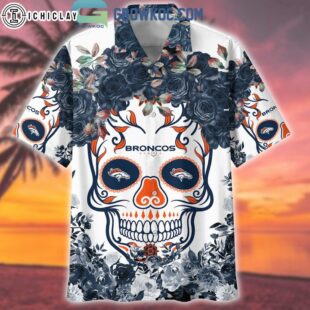 Denver Broncos Skull Flower Hawaiian Shirt