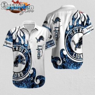 Detroit Lions Hawaiian Shirt NFL Football 3D Print Button Up Hawaiian Shirt