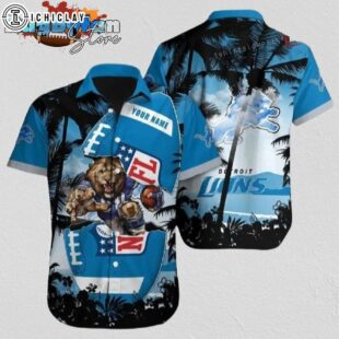 Detroit Lions Hawaiian Shirt NFL Football 3D Print Personalized Cheap Button Up Hawaiian Shirt