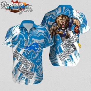Detroit Lions Hawaiian Shirt NFL Football Custom Name Aloha Hawaiian Shirt