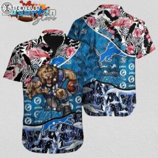 Detroit Lions Hawaiian Shirt NFL Football Custom Name Cheap Hawaiian Shirt