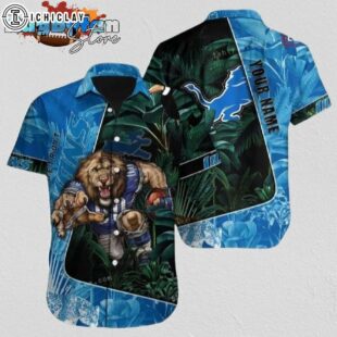 Detroit Lions Hawaiian Shirt NFL Football Custom Name Hawaiian Shirt Cheap