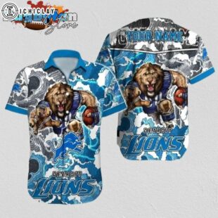Detroit Lions Hawaiian Shirt NFL Football Custom Name Hawaiian Shirt Outfit