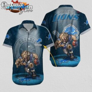 Detroit Lions Hawaiian Shirt NFL Football Custom Name Hawaiian Shirt